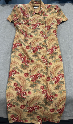 Donna Morgan Linen Blend Womens Maxi Dress Sheath Offset Button Front Tan Sz 14 | eBay Donna Morgan Linen Blend Womens Maxi Dress Sheath Offset Button Front Tan Sz 14 | eBay