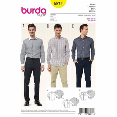 Burda Schnittmuster 6874 mittel Herrenhemd und verschiedene Kragen