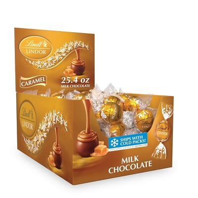Lindt LINDOR Caramel Milk Chocolate Candy Truffles 25.4 oz, 60 Count