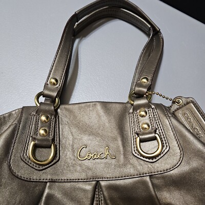 未使用級 COACH Ashley Satchel Handbag 2way COACH Ashley Steel Leather Carryall Convertible Satchel Handbag