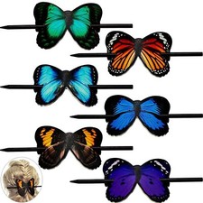 6 Pcs Leather Hair Barrettes with Stick Butterfly Clips...