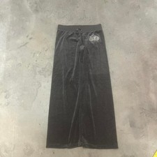 Y2K Juicy couture women's grey dazzle embroidered wide leg velour sweatpants M