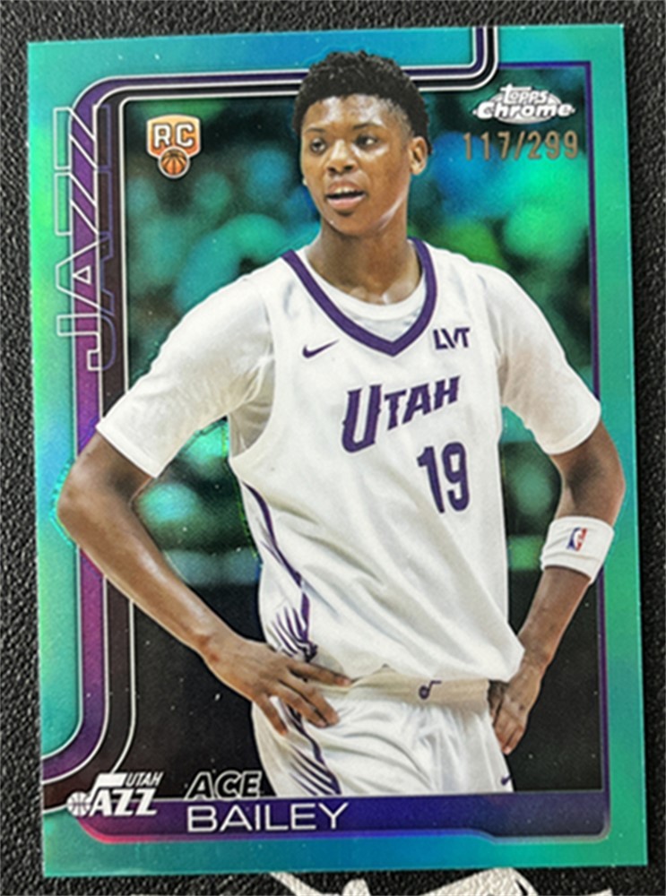 2025-26 Topps Chrome Ace Bailey #255 Teal Refractor Rookie RC /299