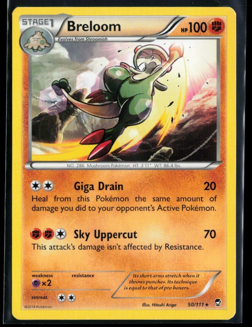 2014 XY - Furious Fists Breloom #50 Non Holo Rare Pokemon Card
