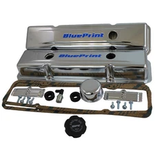 BluePrint Engines BPP9518 Valve Covers SBC Steel Chrome Baffled w/Breathers Kit