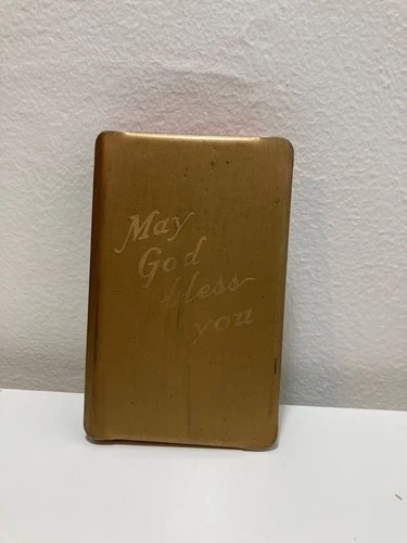 WWII WW2 Metal Military Heart Shield Bible Cover w/ Bible