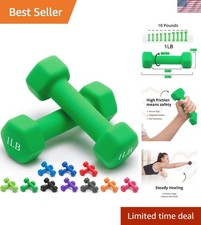 Set of 2 Anti-Roll Neoprene Dumbbells, 1-15 LB - Ergonomic Grip Design