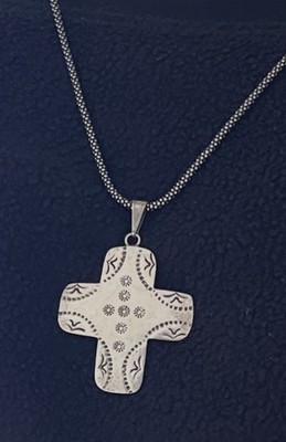 Native American Stamped Cross Pendant Necklace 