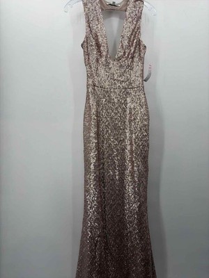 Pre-Owned Dress the Population Pink Size Small Sequin Maxi Evening Gown