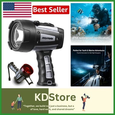 Portable 1400ft LED Spotlight - Rechargeable & Waterproof for Camping & Marine