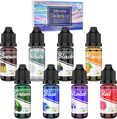 Silicone Rubber Paint - 8 Colours Liquid Silicone Pigment for Silicone Mould