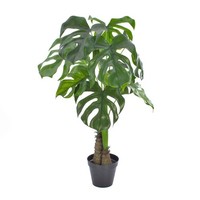 Artplants Deko Monstera Deliciosa, 12 BläTter, Dekotopf, GrüN, 90Cm