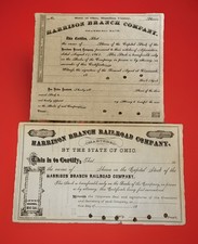Harrison Branch Co. 1864 & HBRR Stock Hamilton Cty Cincinnati OH Civil War Era