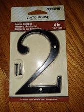 Gate House 4 Inch House Address Number # 2. Oil- Rubbed Bronze New