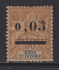 French Côte D'Ivoire 1904 YV 18 signed Brun MLH VF / CAT VALUE $120