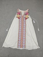 Andrée By Unit Dress Womens Small White Embroidered Halter Boho Swing Sundress