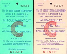 1985 U.S. Women’s Open Staff Tickets Baltusrol Practice & Tournament Days Lot