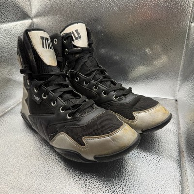 Size 10 Title Boxing Total Balance Black Mens High Top Lace Up Boxing Shoes
