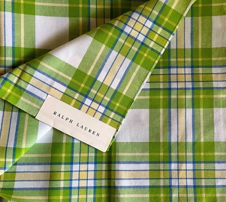 Lote de tela de muestra Ralph Lauren, 26”x26”, cuadros verdes, algodón Foto 2 de 4