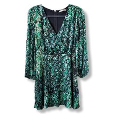 Alice Olivia Green Black Silk Velvet Burnout Mini Dress 2 Career Cocktail Event