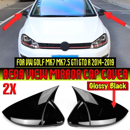 2x glossy black mirror covers for Golf mk7 mk7.5 GTI GTD R