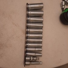 Kobalt Metric 38 Drive Deep Sockets. 9 Piece Plus 3. 12 Point. 19-10mm. Kobalt Metric 38 Drive Deep Sockets. 9 Piece Plus 3. 12 Point. 19-10mm.