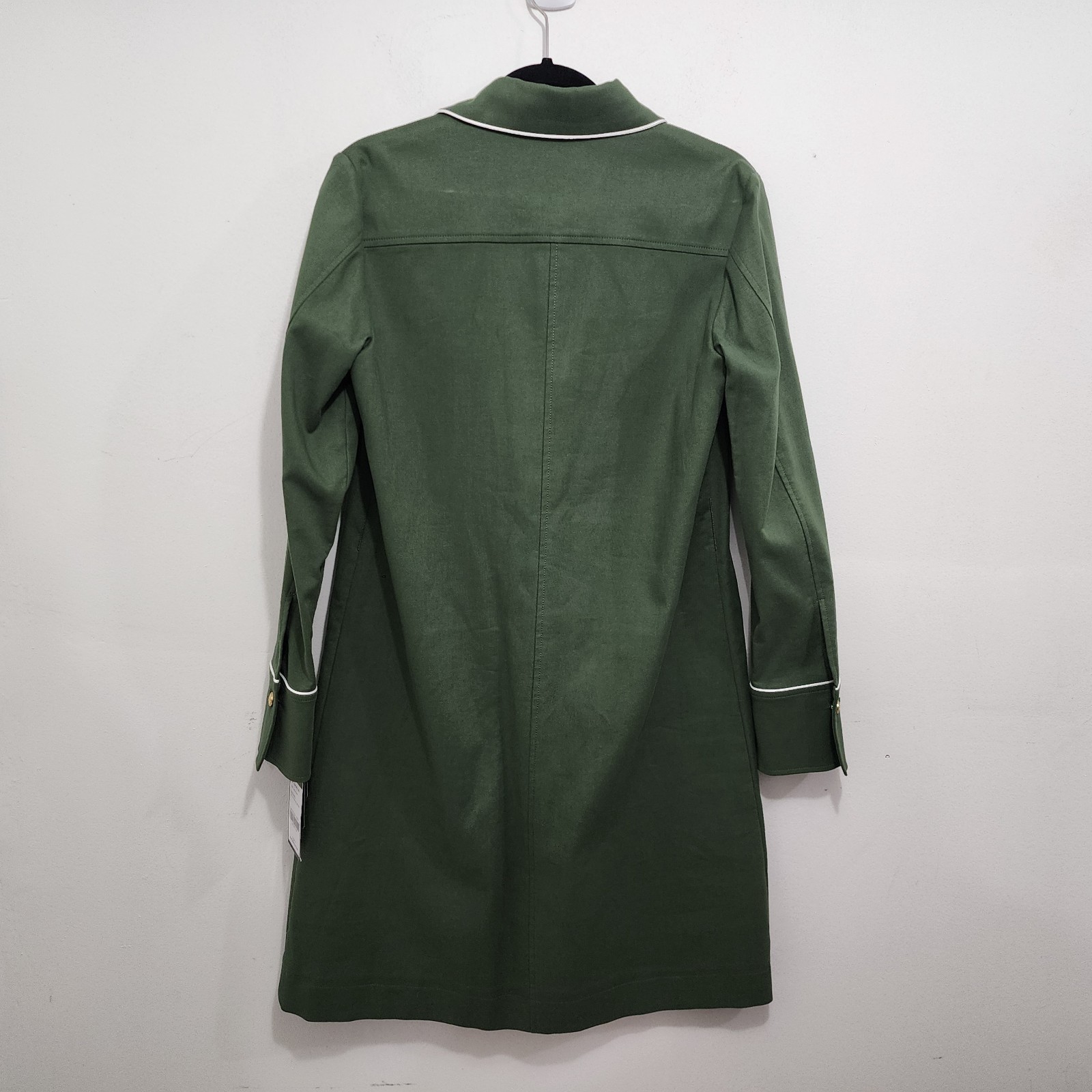 Worth New York Stretch Twill Shirt Dress NEW Cactus Green Gold Buttons Size 6