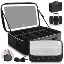 15''X11'' Large Capacity Makeup Bag with LED Mirror, Professional Makeup Case Or