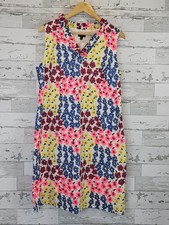 Talbots Vintage Eyelet Floral Ruffle Neck Sleeveles Shift Dress Womens 16