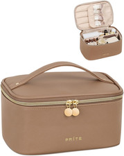Makeup Bag Portable Cosmetic Organizer with Brush Holder Waterproof Travel Toile