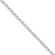 2mm Sterling Silver Solid Elongated Open Cable Chain Necklace