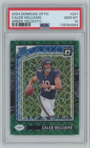 2024 Donruss Optic GREEN Velocity Caleb Williams Rookie PSA 10 Bears #201 A67