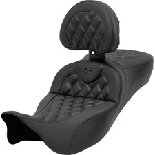 Saddlemen Roadsofa Seat Extended Reach with Backrest Lattice Stitch Carbon Fiber