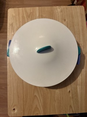 Tupperware Microwave Steamer Periwinkle Green & White 3066A 3 Piece Set