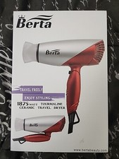 Berta 1875W Folding Travel Hair Dryer Ceramic Blow Dryer US Plug Dual Voltage