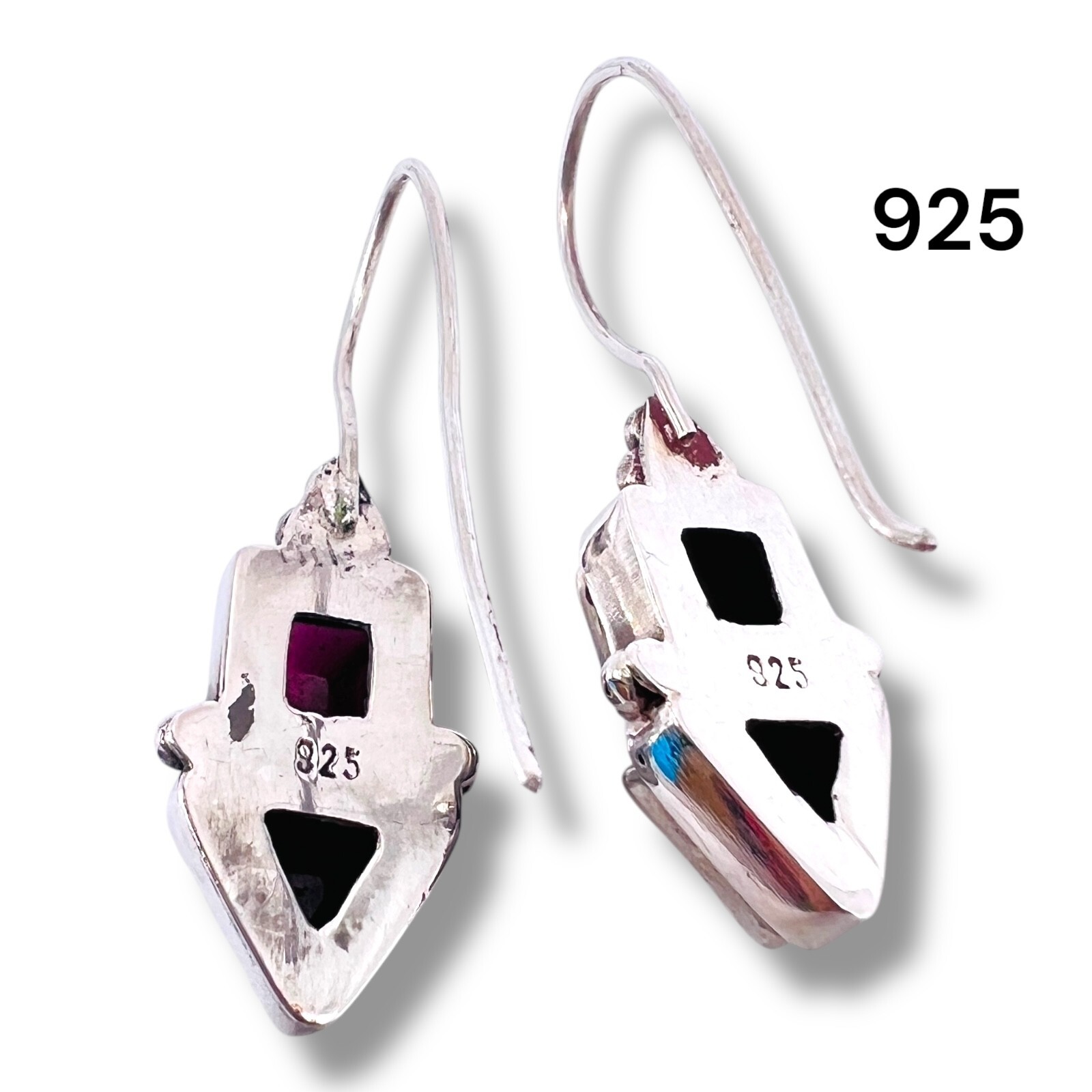 Solid Sterling Silver Genuine Garnet Drop Hook Ea… - image 10