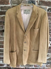 Vintage Hercules Fieldmaster Suede Sport Coat Jacket Size 44L Sears USA Tan EUC