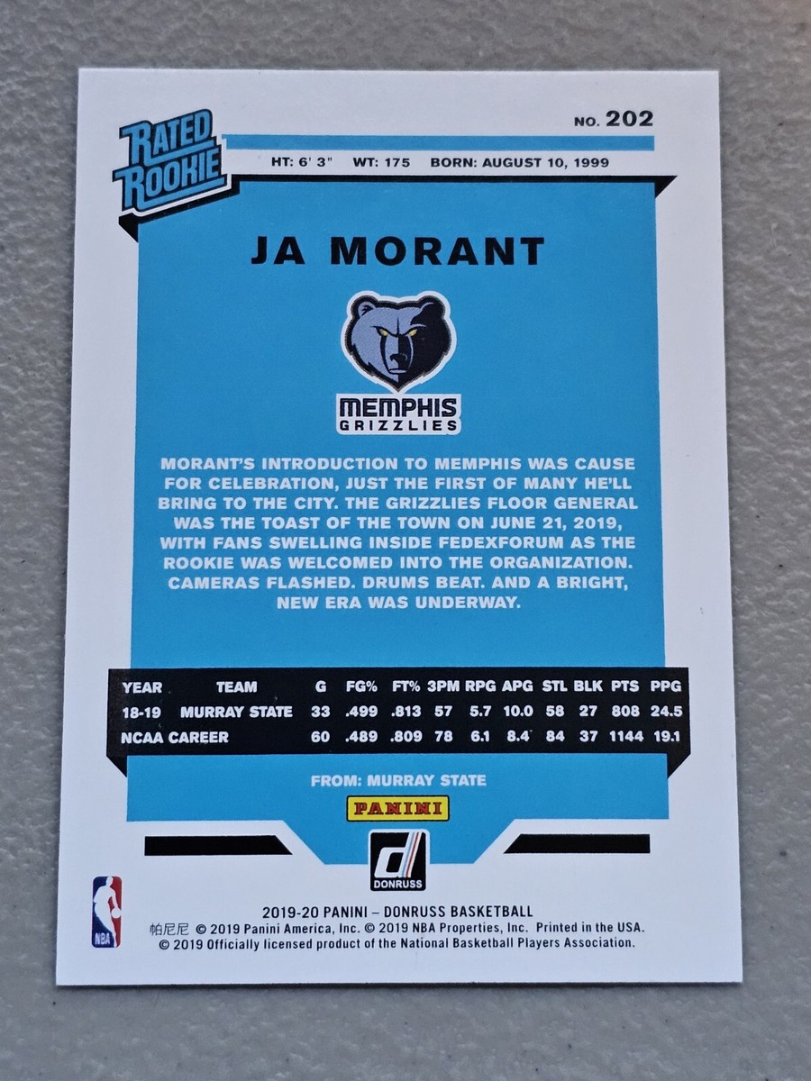 JA MORANT 2019-2020 DONRUSS RATED ROOKIE INFINITE #202 card NBA | eBay