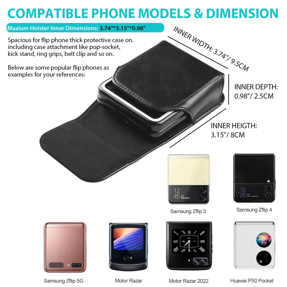 Funda con solapa magnética de cuero PU con clip para cinturón para Razr/+ Plus/Ultra 2025 Foto 3 de 4