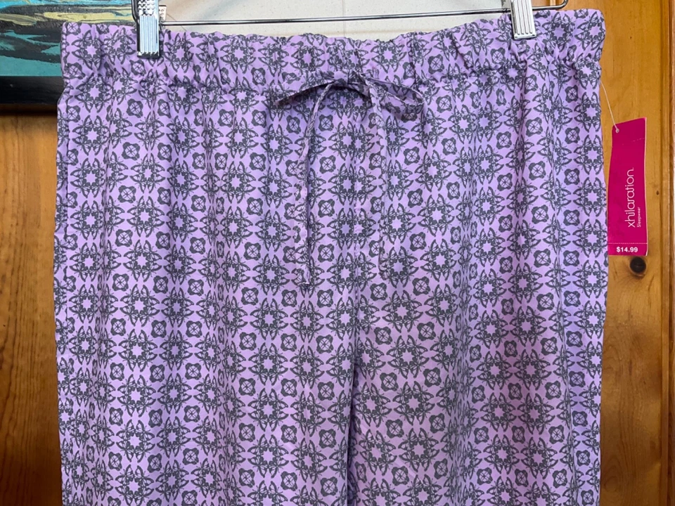 Nuevo Pantalón Grande Púrpura Mariposa Ropa de Dormir Salón Gris Cordón Geométrico Foto 3 de 4