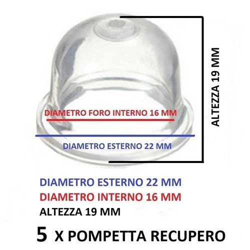 POMPETTA SPURGO BENZINA DECESPUGLIATORE 16 MM 22 MM CARBURATORE ZAMA ECHO RYOBI - Foto 12 di 15