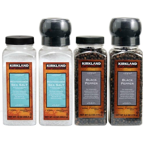 Kirkland Signature Black Pepper Corn Sea Salt Spice Adjustable Grinder