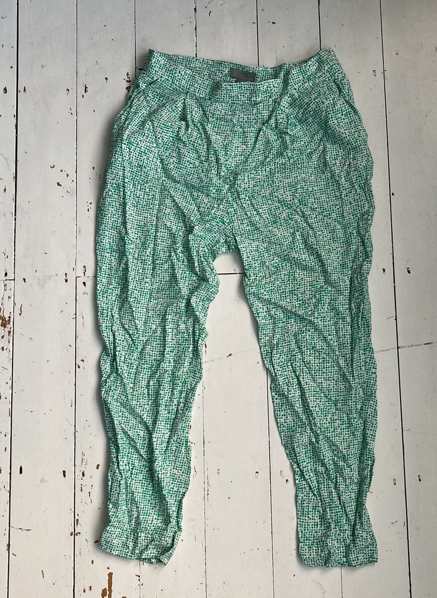 cos cigarette trousers COS Green White Geometric Pattern Tapered Cigarette Trousers Size 36 UK 10
