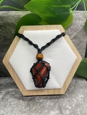 30" Braided Black Cord Necklace Natural Stone Chakra Carnelian New B1156