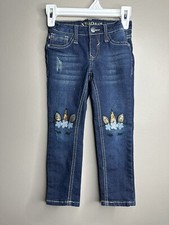 VIGOSS Girls Size 4 THE JAGGER SKINNY Denim Blue Jeans Unicorn Design