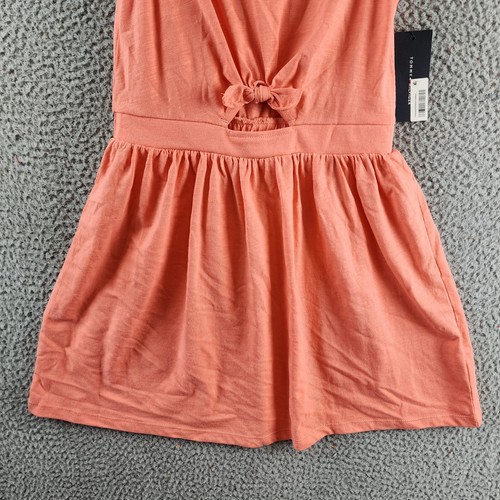 Tommy Hilfiger Embroidered-Logo Dress Girls M(8-10) Peach Dusk Crewneck Pullover - Picture 3 of 14