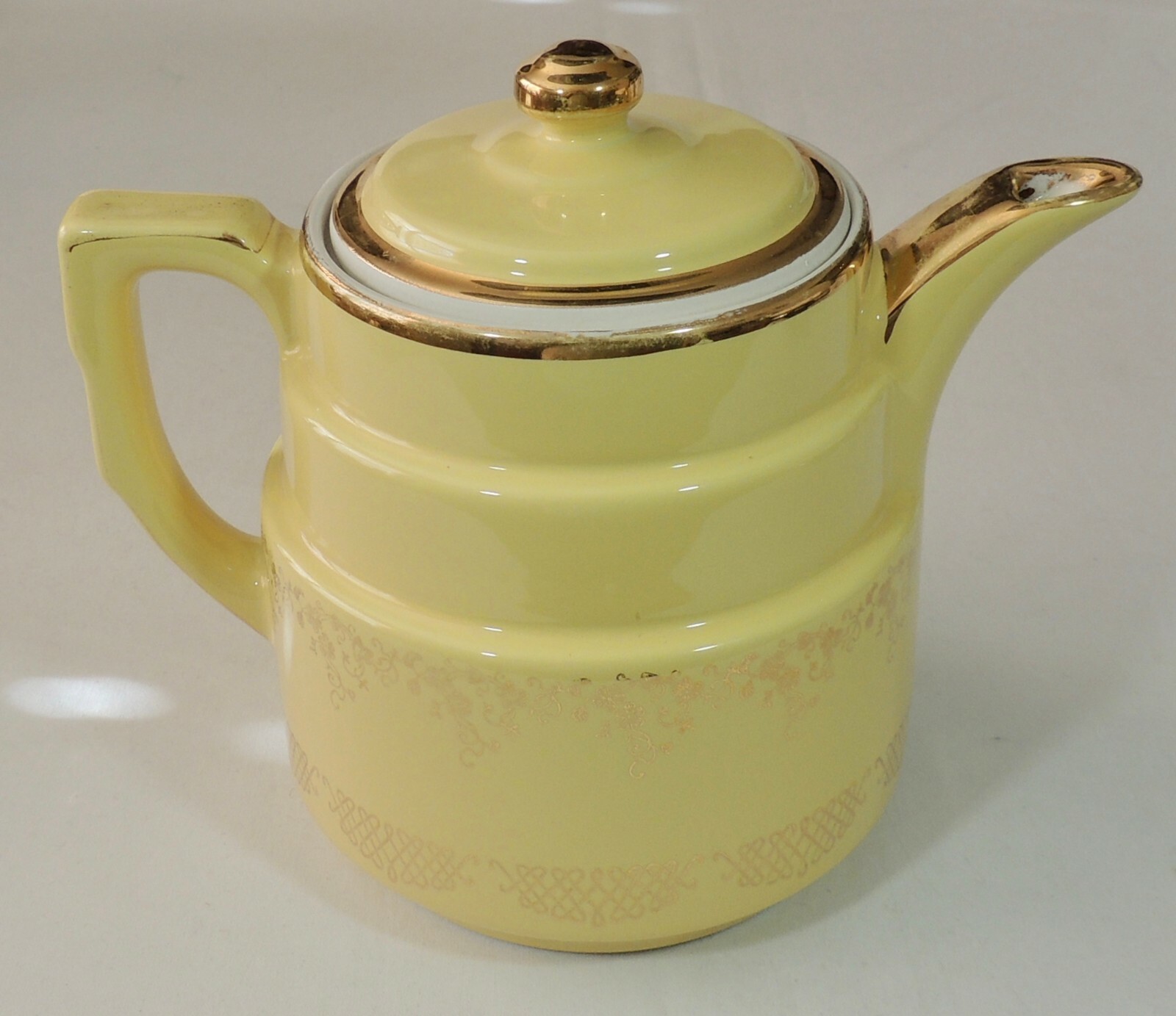 Hall Superior Quality Kitchenware Yellow Gold Trim Large Coffee Pot Teapot eBay