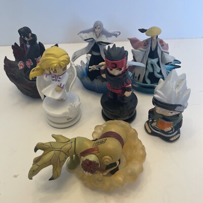 Anime Figures, Pre-owned. Lot Of 7. Clamp Chess, Bandai Bleach, Naruto Shippuden