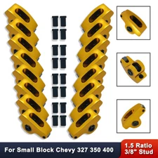 For Chevy SBC 350 400 Gold Roller Aluminum Rocker Arms Set 1.5 Ratio 3/8" Stud