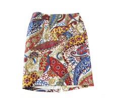 Talbots Women s White Red Blue Floral Paisley Pattern Pencil Skirt Size 8 Medium